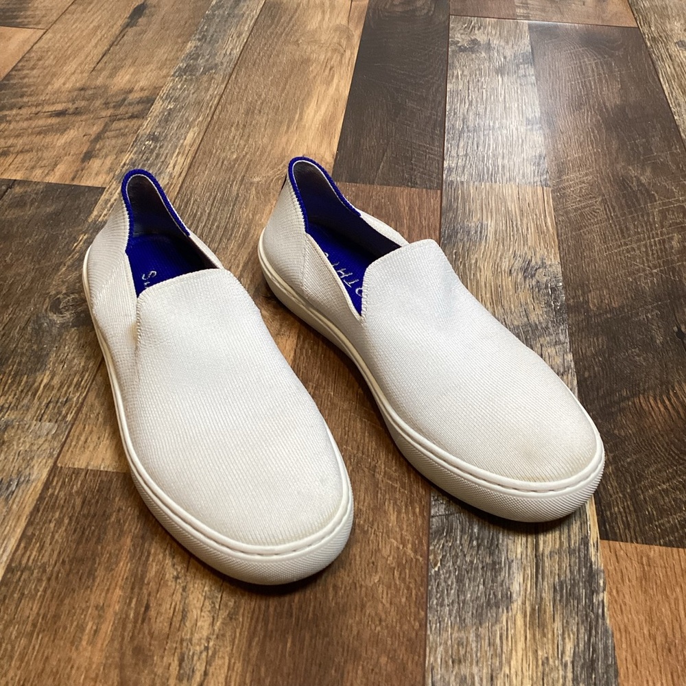 Rothy's Original Slip On Sneakers White Blue